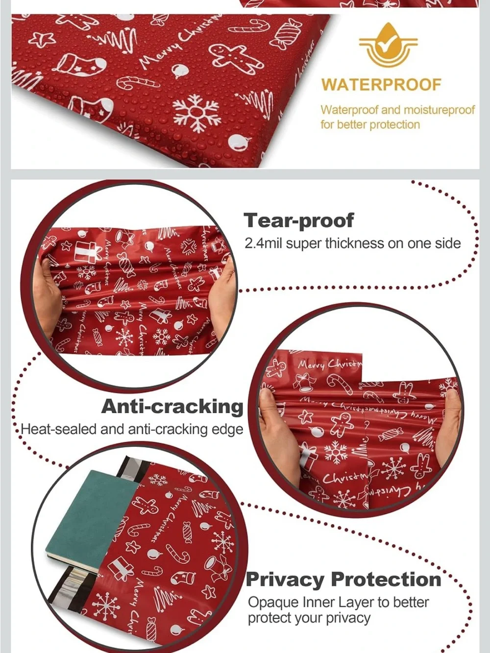 Polymailers Christmas Print 10 x 13 Set of 25
